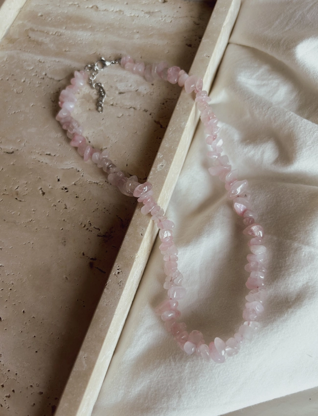 collana Chips Nic - Quarzo Rosa